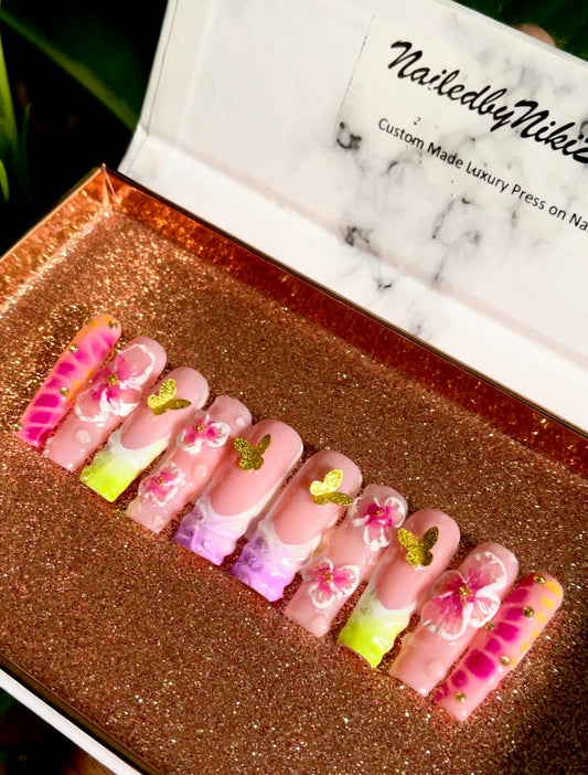 NailedByNiki2swt Beauty and Nails Bloom Ready to Ship Press on Nails Self Care Accessories