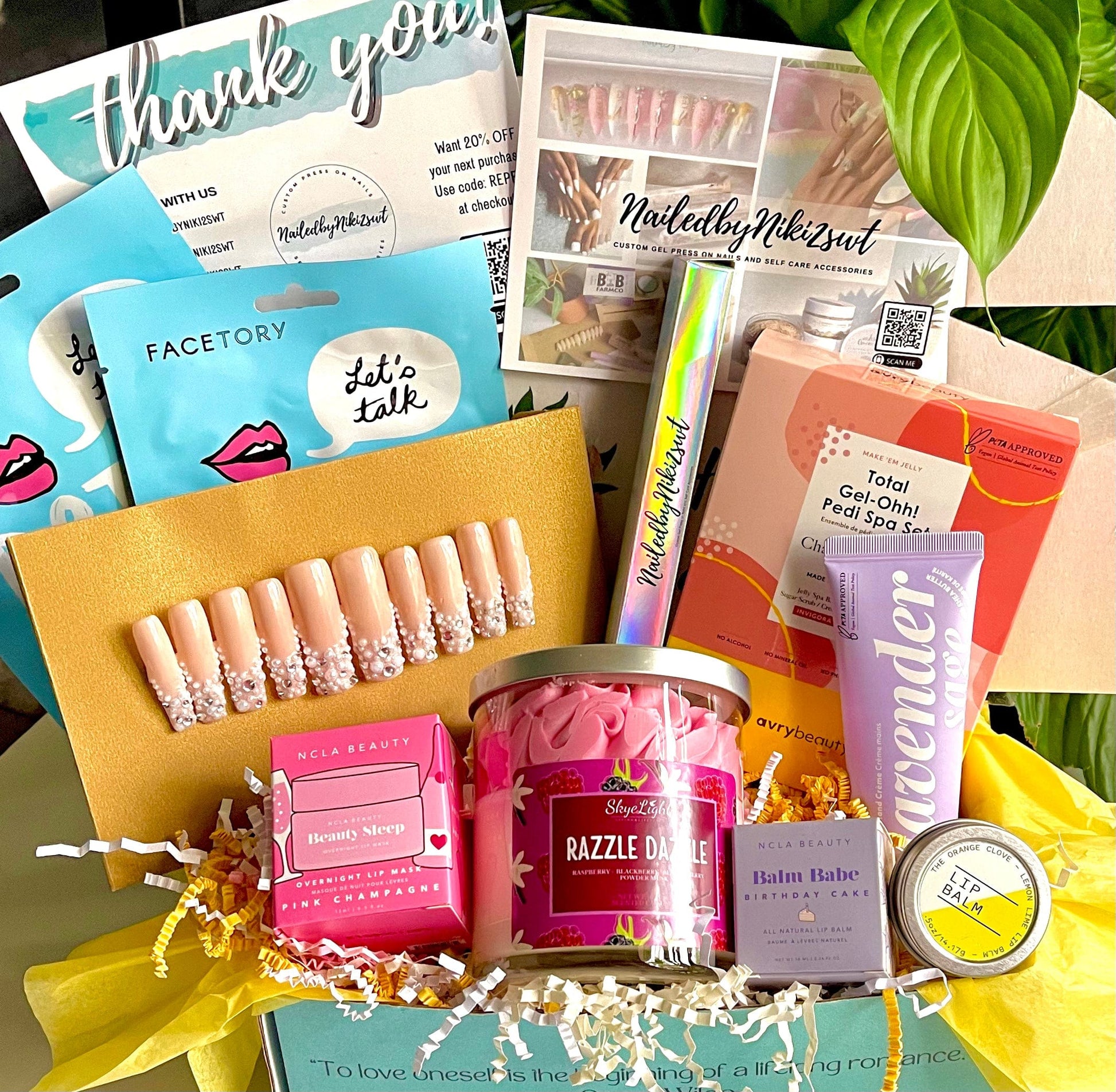 NailedByNiki2swt Bath & Body Get Nailed Monthly Box - May 2023 Press on Nails Self Care Accessories