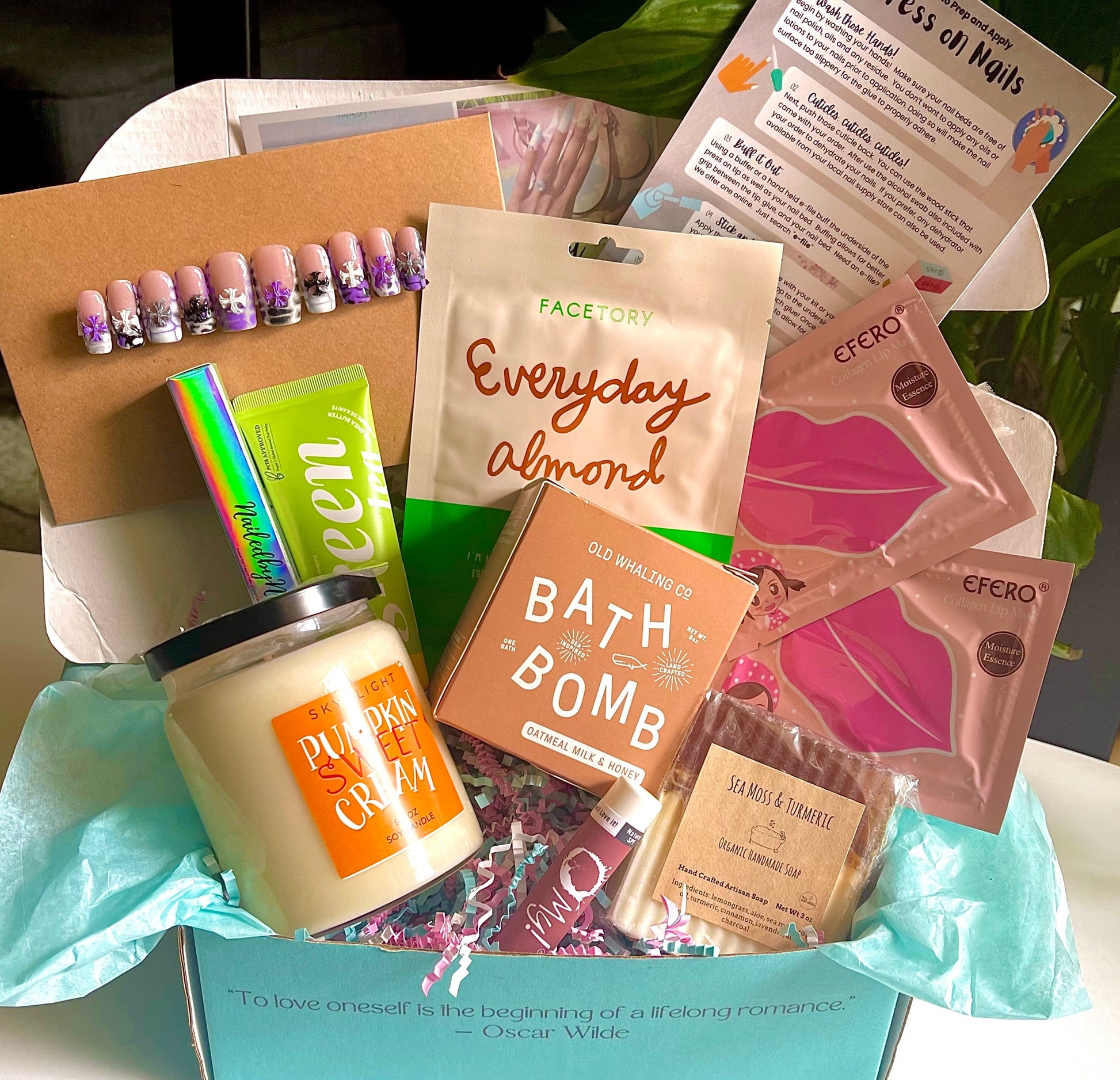 NailedByNiki2swt Bath & Body Get Nailed Monthly Box - September 2023 Press on Nails Self Care Accessories