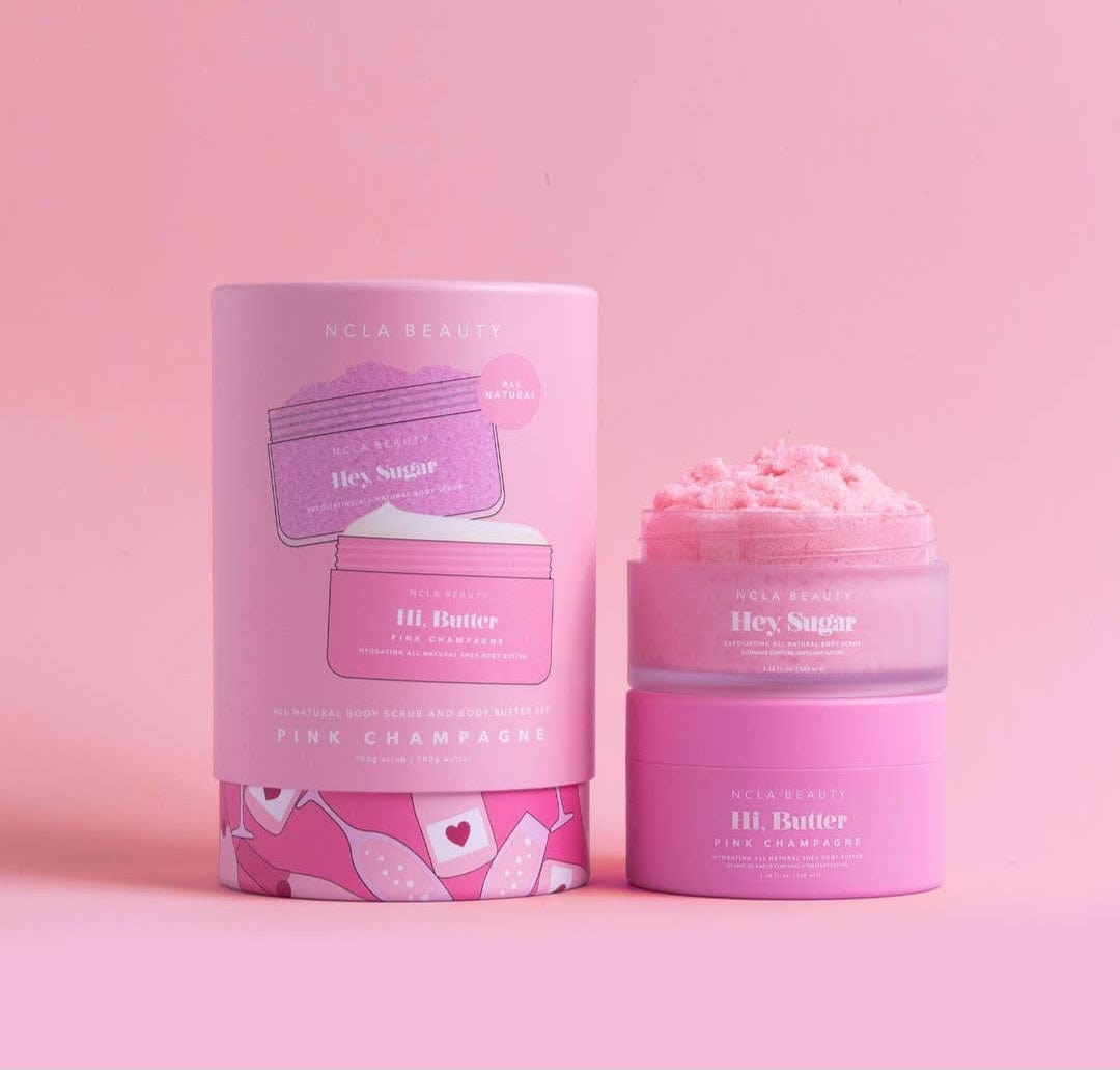 NailedByNiki2swt Pink Champagne Body Scrub + Body Butter Combo Press on Nails Self Care Accessories