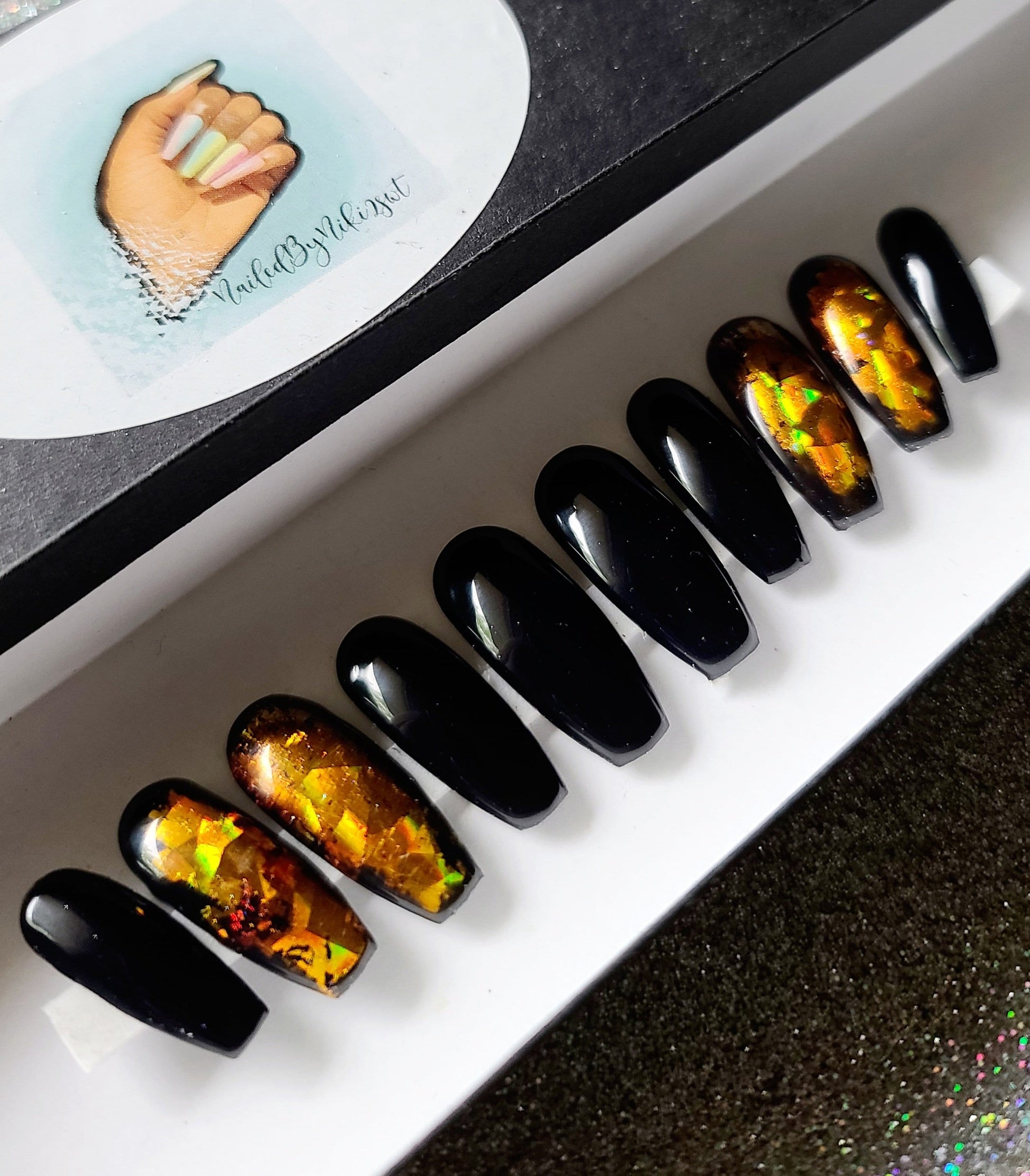 NailedByNiki2swt Blackout Press on Nails Self Care Accessories