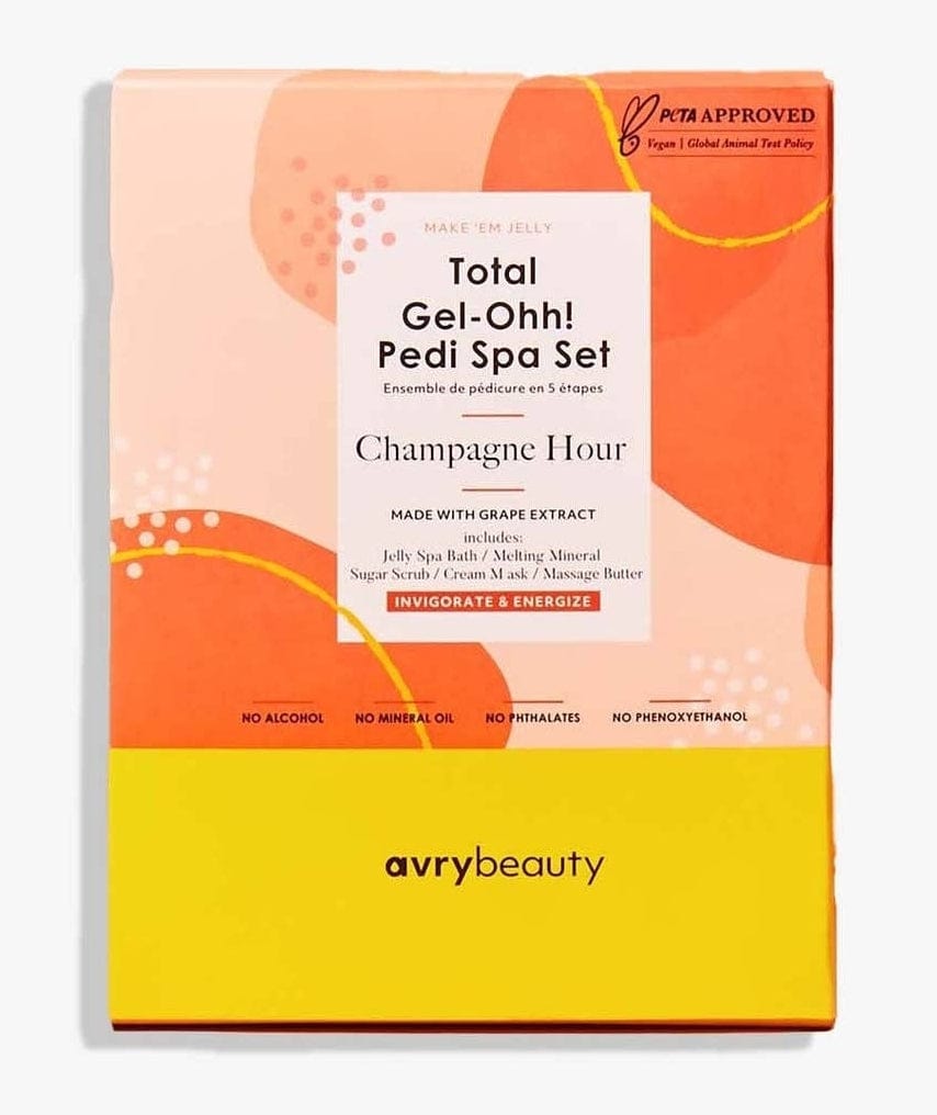 AvryBeauty Bath & Body Champagne Hour Total Gel-Ohh! Pedi Spa Set Press on Nails Self Care Accessories