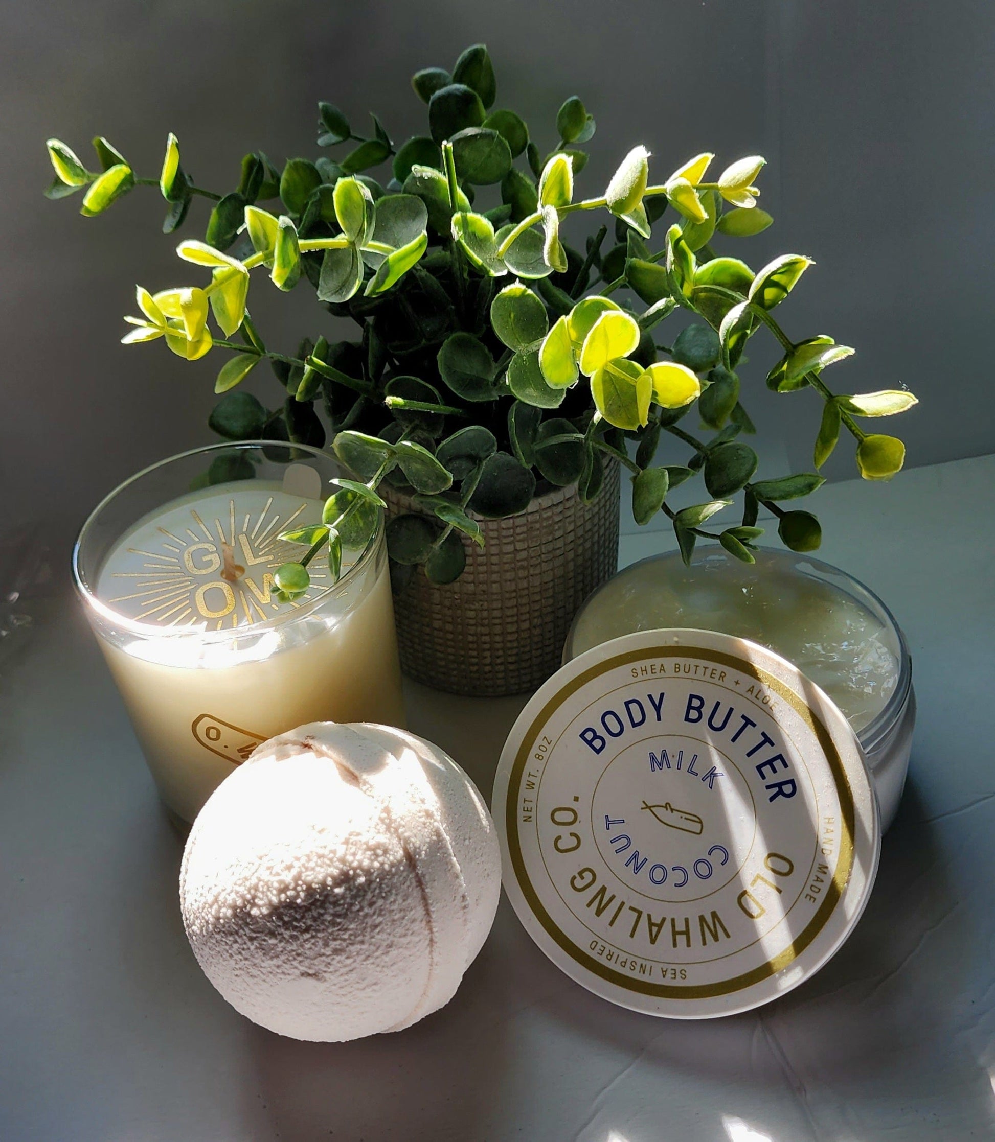 Old Whaling Company Bath & Body Coconut Milk Bomb, Body Butter & Candle Set Press on Nails Self Care Accessories