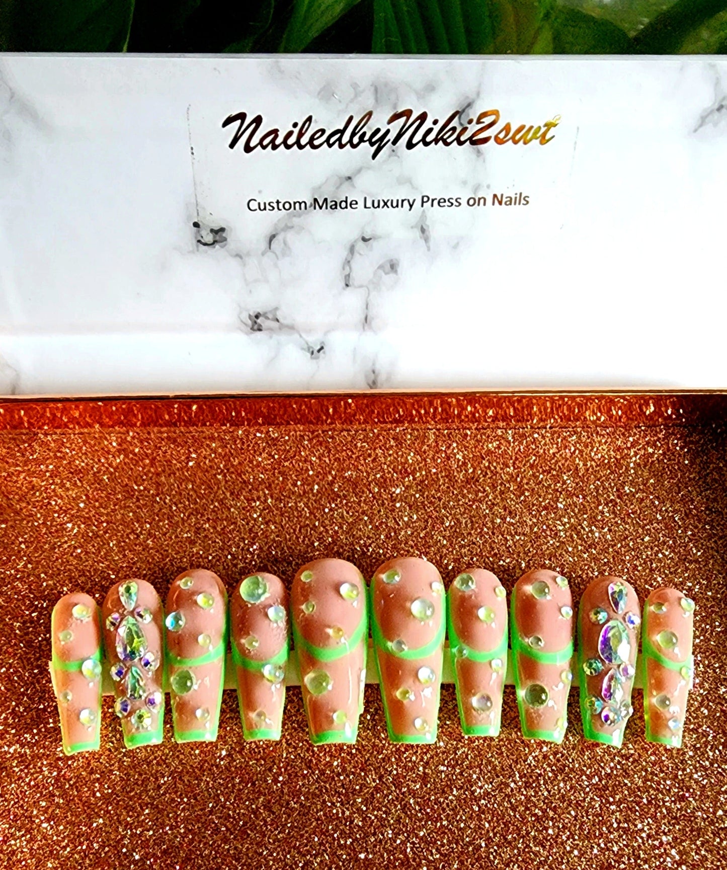 NailedByNiki2swt Beauty and Nails Drizzle - Ready to ship Press on Nails Self Care Accessories