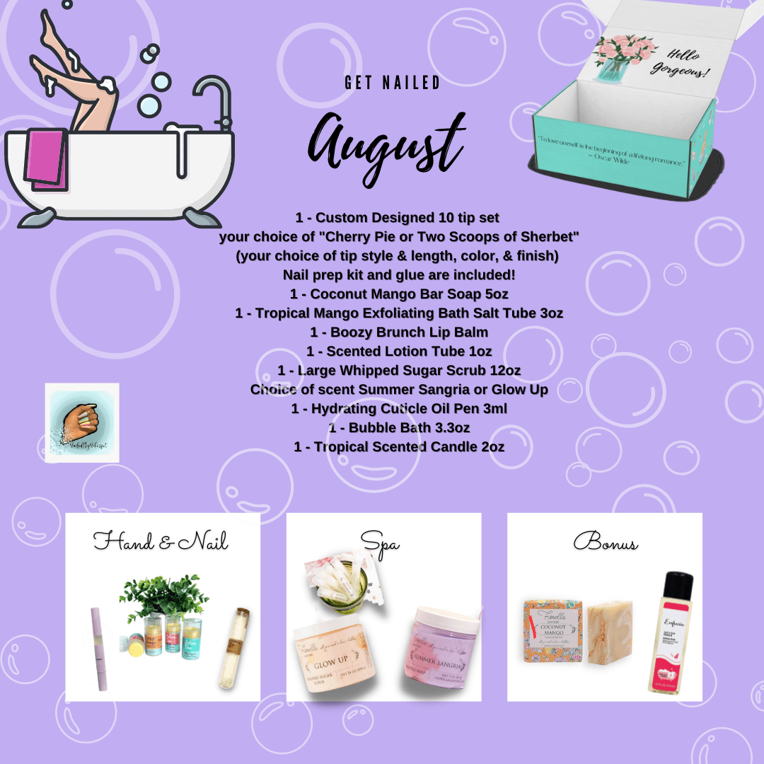 NailedByNiki2swt Get Nailed Monthly Box - August 2022 Press on Nails Self Care Accessories