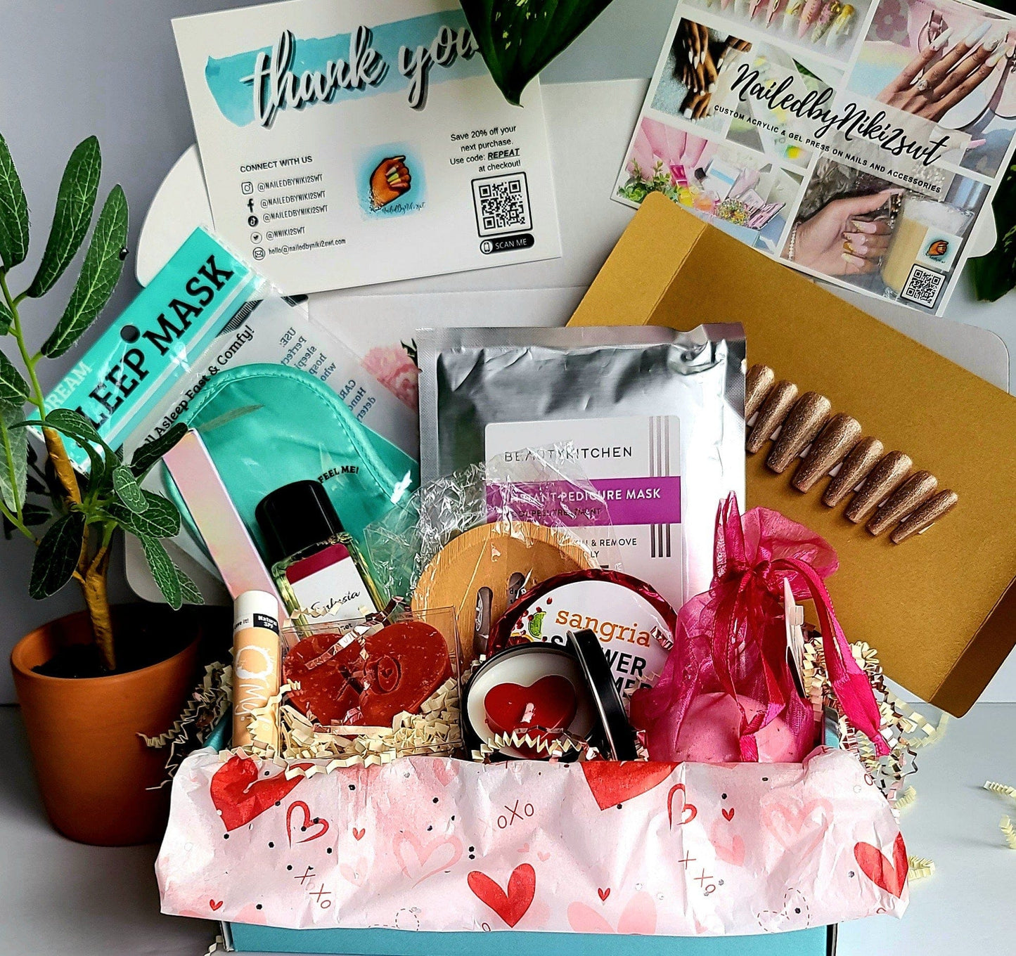 NailedByNiki2swt Personal Care Get Nailed Monthly Box - February 2022 Press on Nails Self Care Accessories