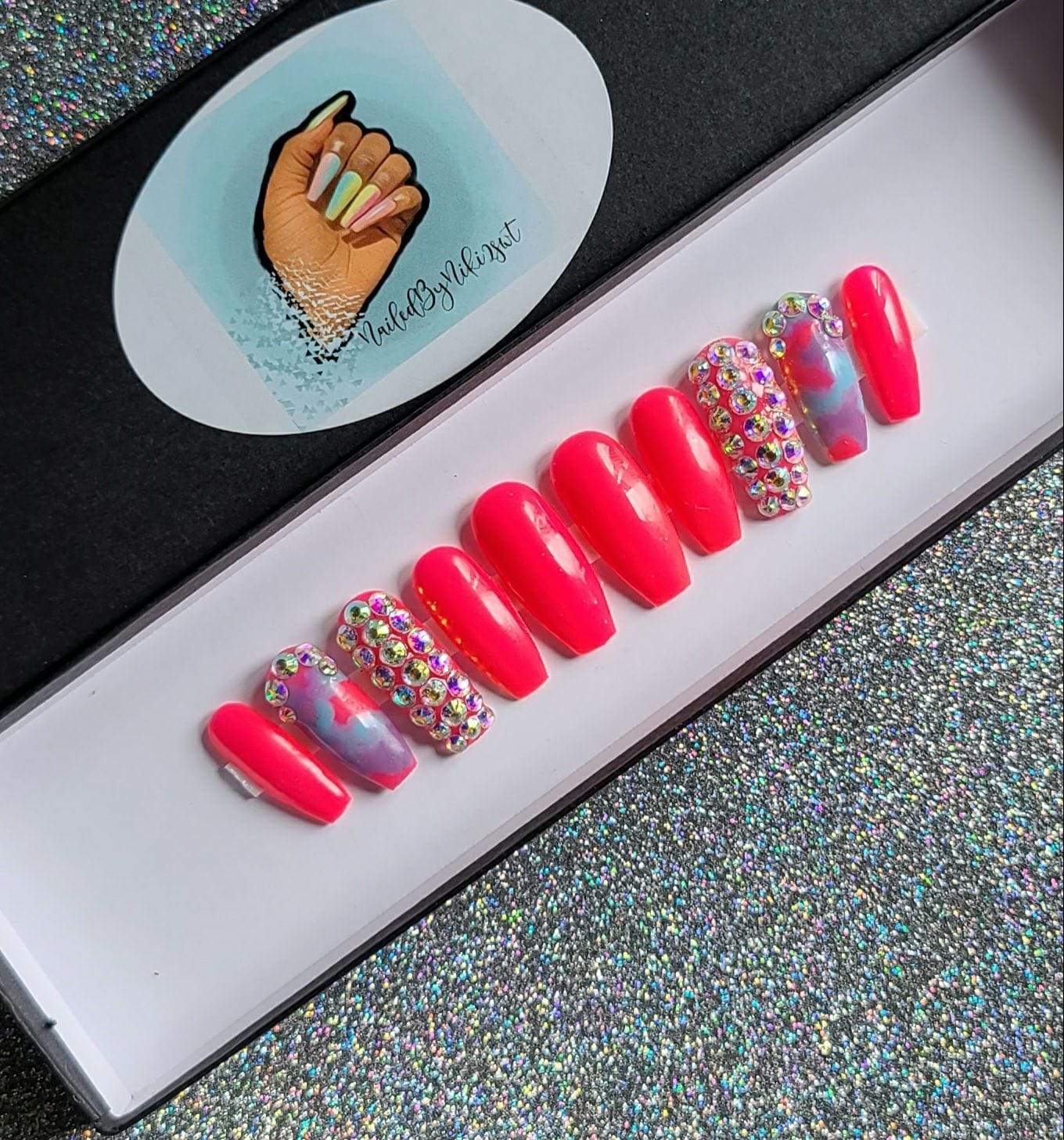 NailedByNiki2swt Get Nailed Monthly Box - July 2022 Press on Nails Self Care Accessories