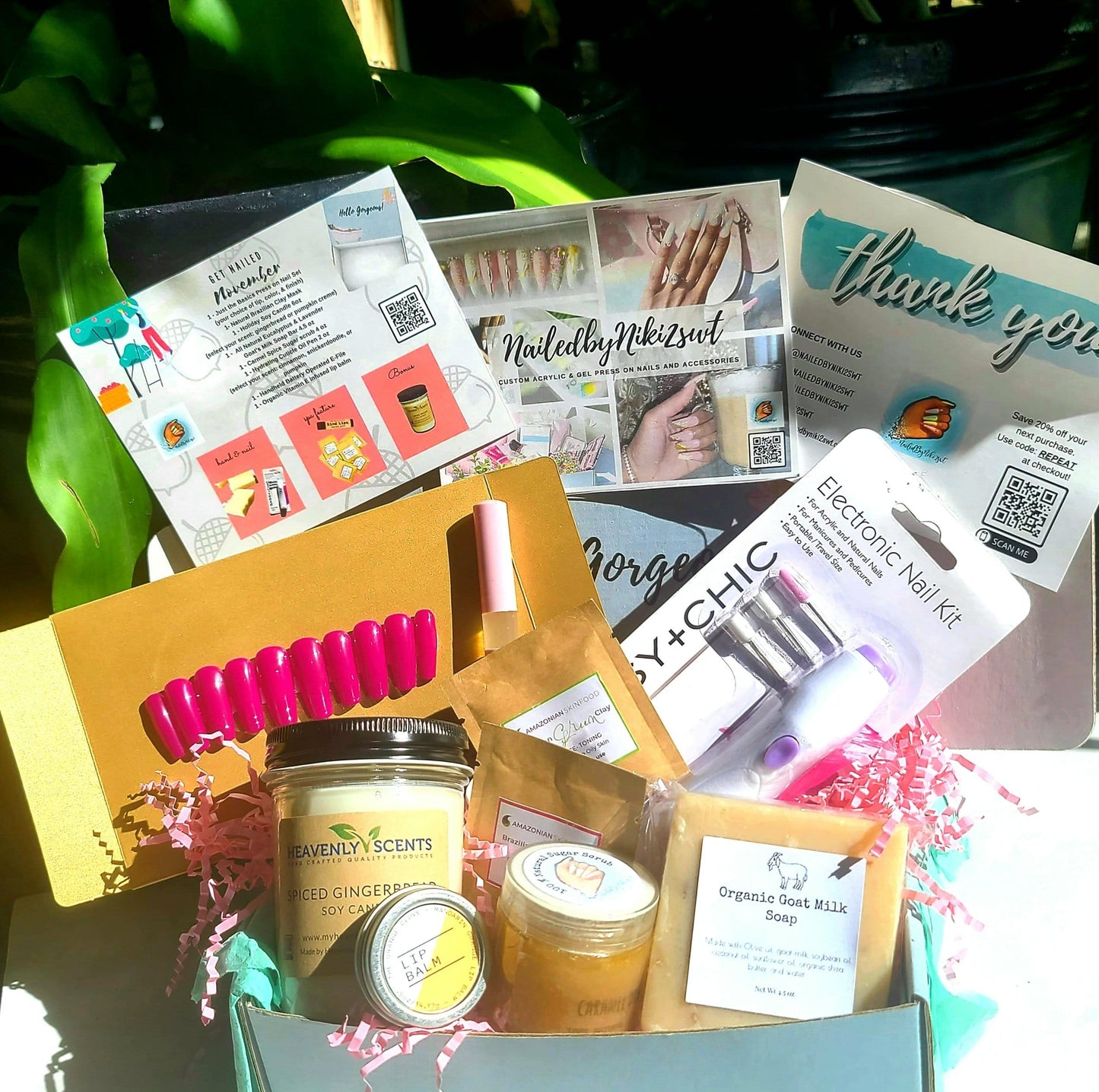 NailedByNiki2swt Get Nailed Monthly Box-November Press on Nails Self Care Accessories