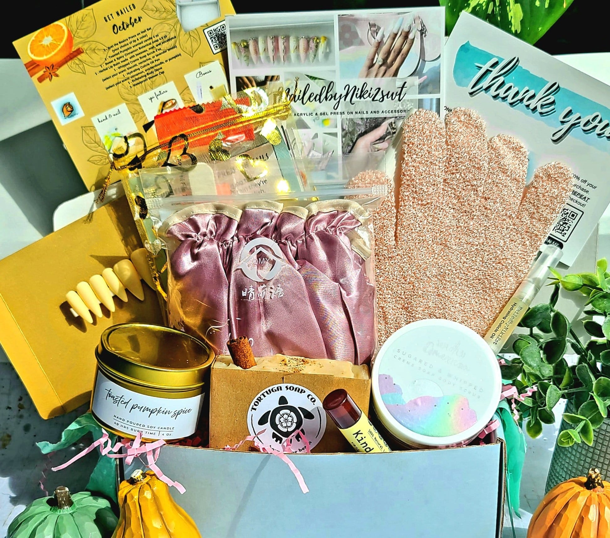 NailedByNiki2swt Get Nailed Monthly Box - October Press on Nails Self Care Accessories