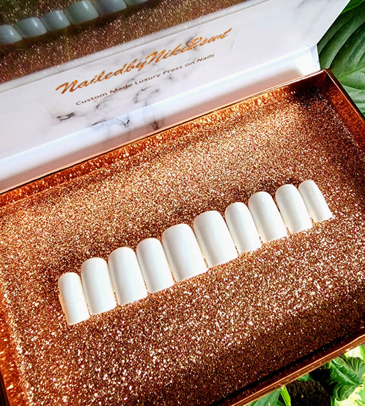 NailedByNiki2swt Beauty and Nails Just the Basics - White Ready to Ship Press on Nails Self Care Accessories