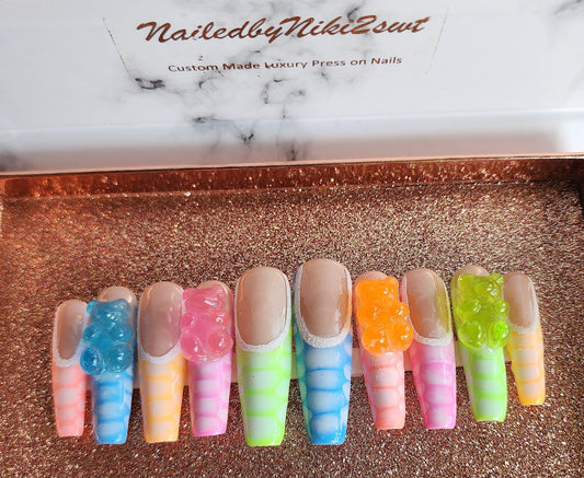 NailedByNiki2swt Beauty and Nails So Gummy Press on Nails Self Care Accessories