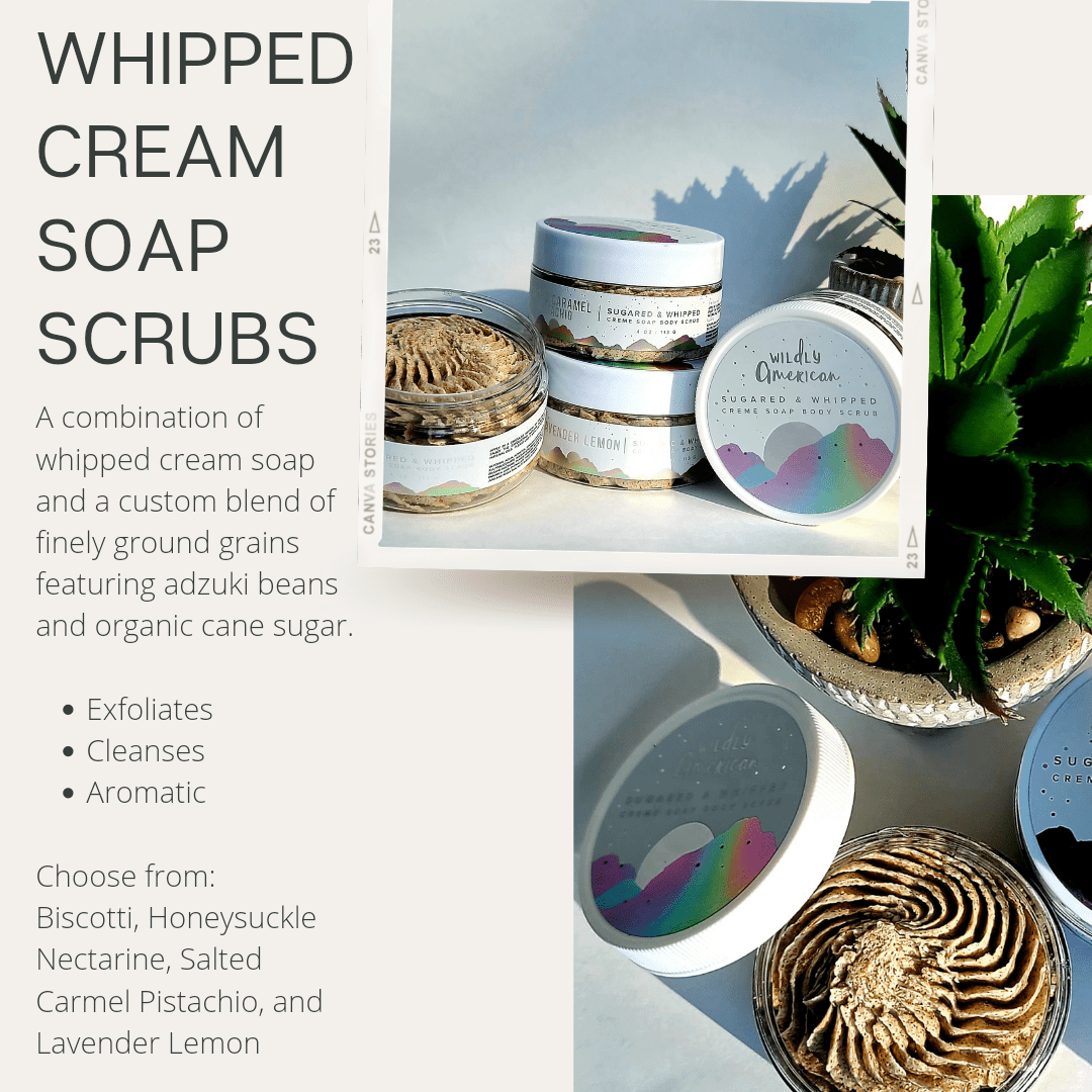 Wildly American Whipped Cream Soap Scrubs Press on Nails Self Care Accessories